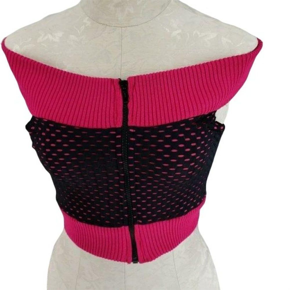 So Cool Zip up medium pink mesh tank top shirt rave y2k‎ goth